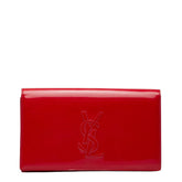 サンローラン ロゴ クラッチバッグ レッド パテントレザー レディース SAINT LAURENT 【中古】